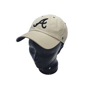 '47 Brand Atlanta Braves Clean Up Dad Hat OSFA Khaki Black Adjustable NWOT MLB